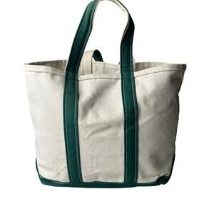 Vintage LL BEAN Boat and Tote Medium Green Straps and Canvas